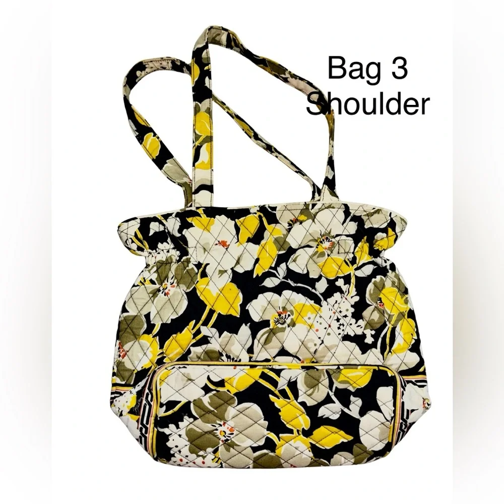 Vera Bradley 4-Piece Set Tote Shoulder Bags Crossbody Floral Yellow - Picture 9 of 13